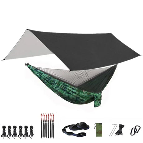 Camping Hammock with Bug Net and Rainfly Tarp,118x118in Portable Waterproof and UV Protection Hammock Tent for Indoor, Outdoor