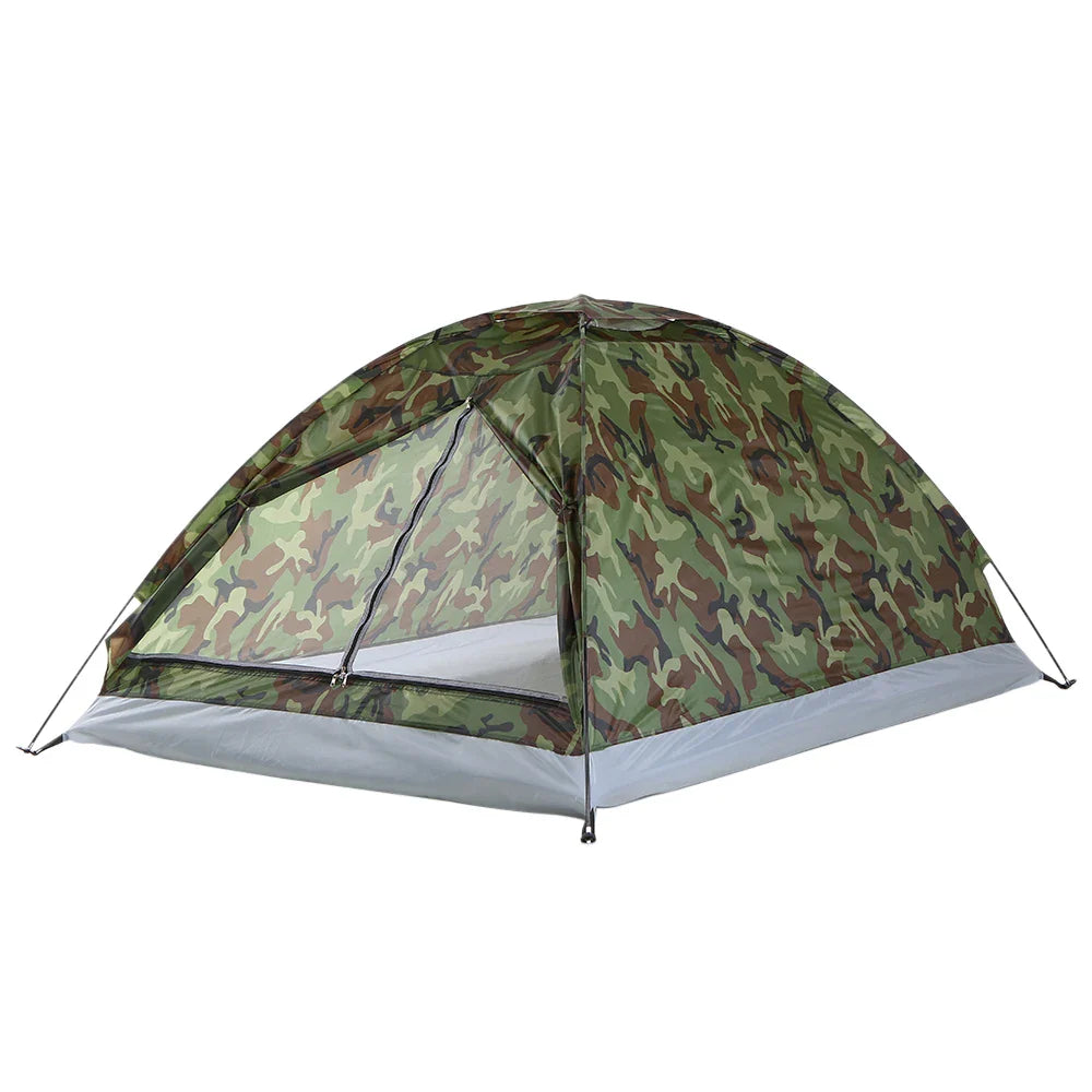 Camping Tent Waterproof Windproof UV Sunshade Canopy for 1/2 Person Single Layer Outdoor Portable Camouflage Tent Equipment