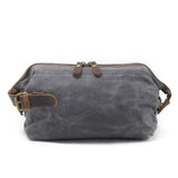 Canvas And Leather Men Toiletry Bag Water-resistant Dopp Kit For Travel Large Capacity Toiletries Bag Kit Functional Travel Bag