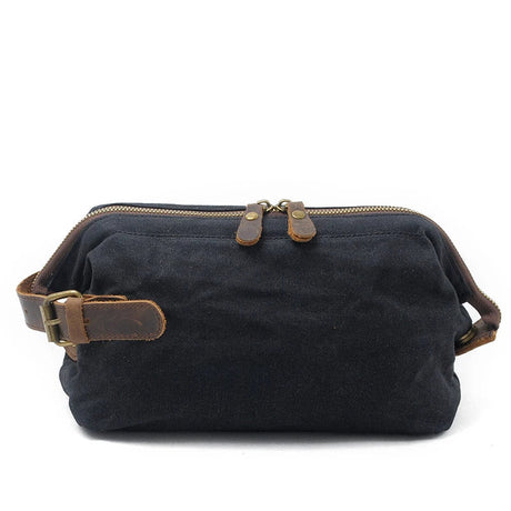 Canvas And Leather Men Toiletry Bag Water-resistant Dopp Kit For Travel Large Capacity Toiletries Bag Kit Functional Travel Bag