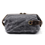 Canvas And Leather Men Toiletry Bag Water-resistant Dopp Kit For Travel Large Capacity Toiletries Bag Kit Functional Travel Bag