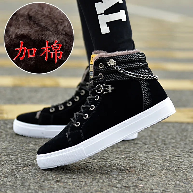 Canvas Ankle Boots for Man 2022 Fashion Casuals Men Shoes Winter Plush Warm Male Canvas Shoes Footwear Large Size 46 47