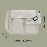 Canvas Diagonal Cross Bag Youth Casual Shoulder Bag Large Capacity Messenger Bags Solid Color Women's Handbag with Pendant