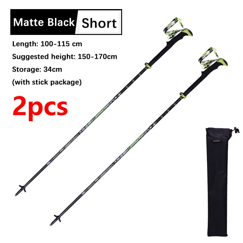 Carbon Fiber Folding Walking Stick 5 sections Adjustable Lightweight Mountain-climbing Crutch Outdoor Hiking