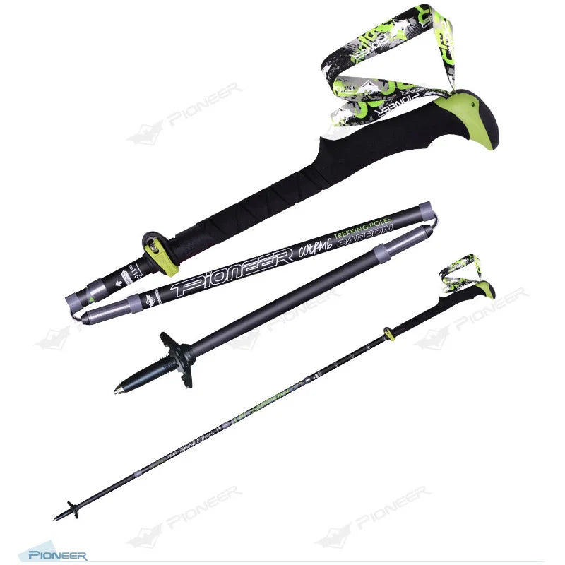 Carbon Fiber Folding Walking Stick 5 sections Adjustable Lightweight Mountain-climbing Crutch Outdoor Hiking