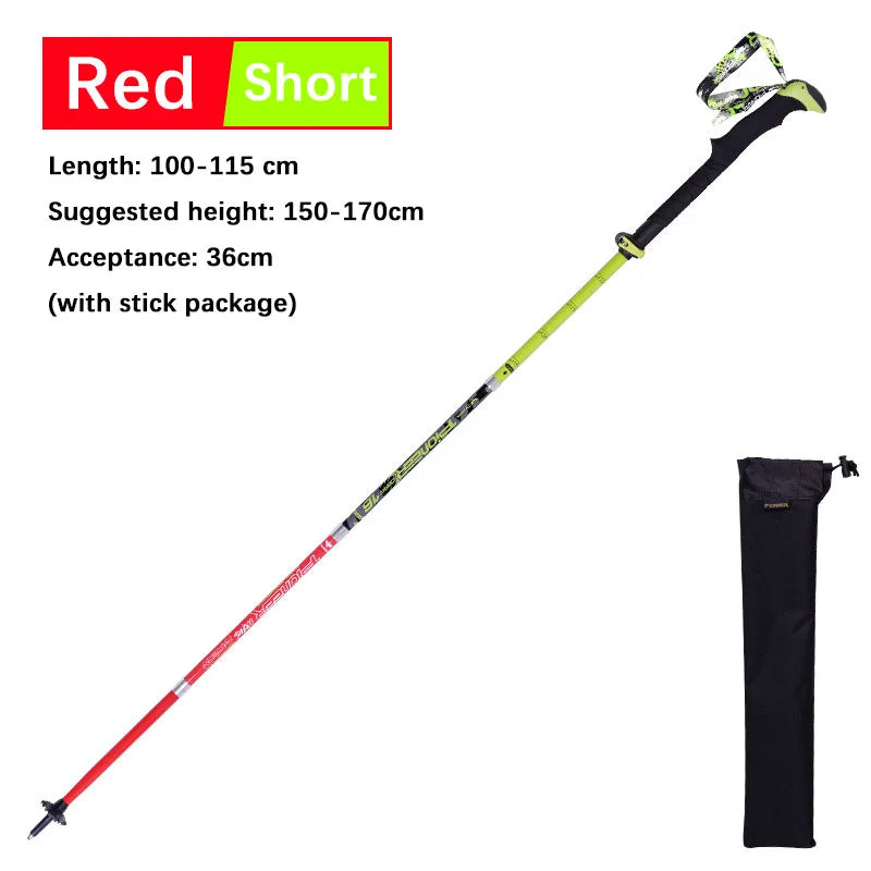 Carbon Fiber Folding Walking Stick 5 sections Adjustable Lightweight Mountain-climbing Crutch Outdoor Hiking