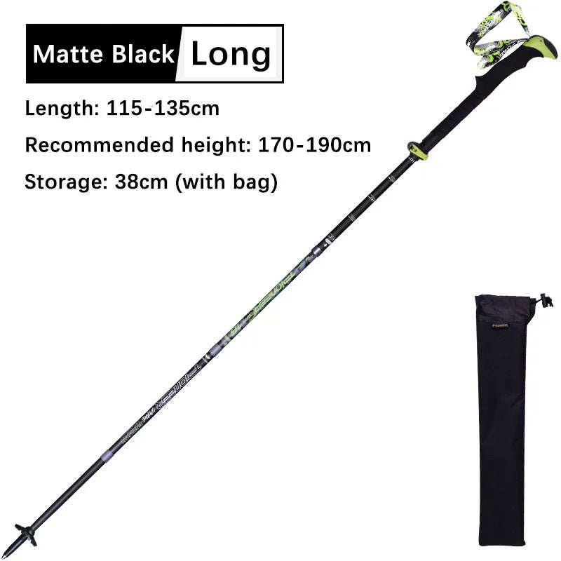 Carbon Fiber Folding Walking Stick 5 sections Adjustable Lightweight Mountain-climbing Crutch Outdoor Hiking