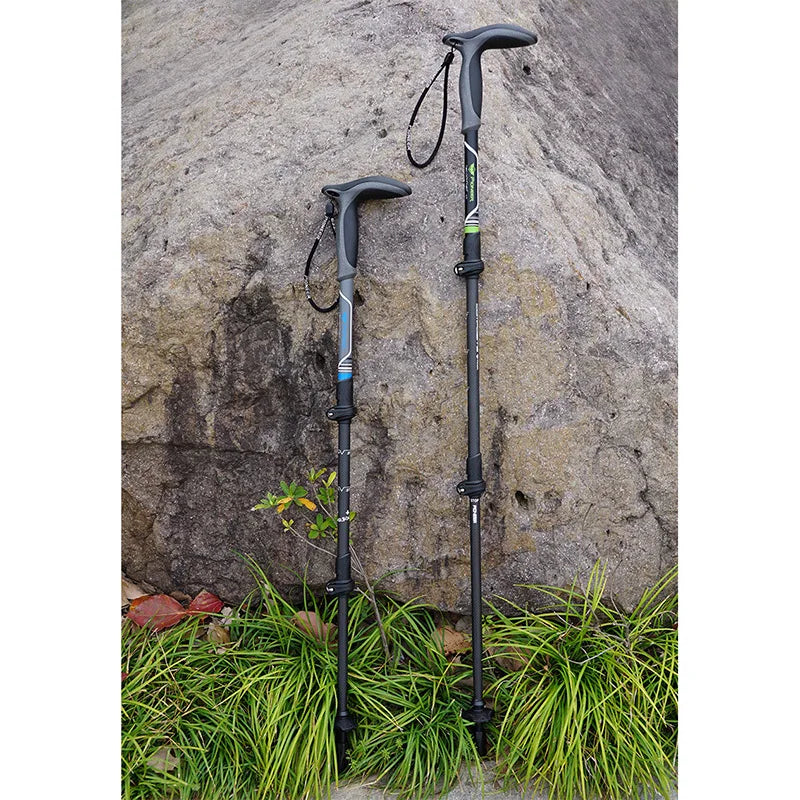 Carbon Fibers Short Walking Stick T-handle 3 Section External lock Mountain-climbing Crutch Outdoor Hiking Walking 46-100cm