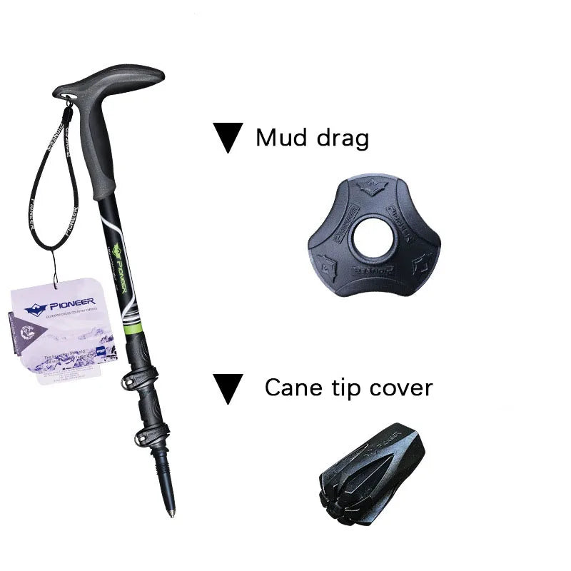 Carbon Fibers Short Walking Stick T-handle 3 Section External lock Mountain-climbing Crutch Outdoor Hiking Walking 46-100cm