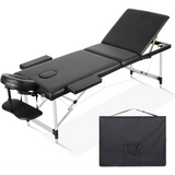 Careboda Portable Massage Table 3 Fold 23.6" Wide, Height Adjustable Aluminum Massage Bed with Headrest, Armrests and Carry Bag,