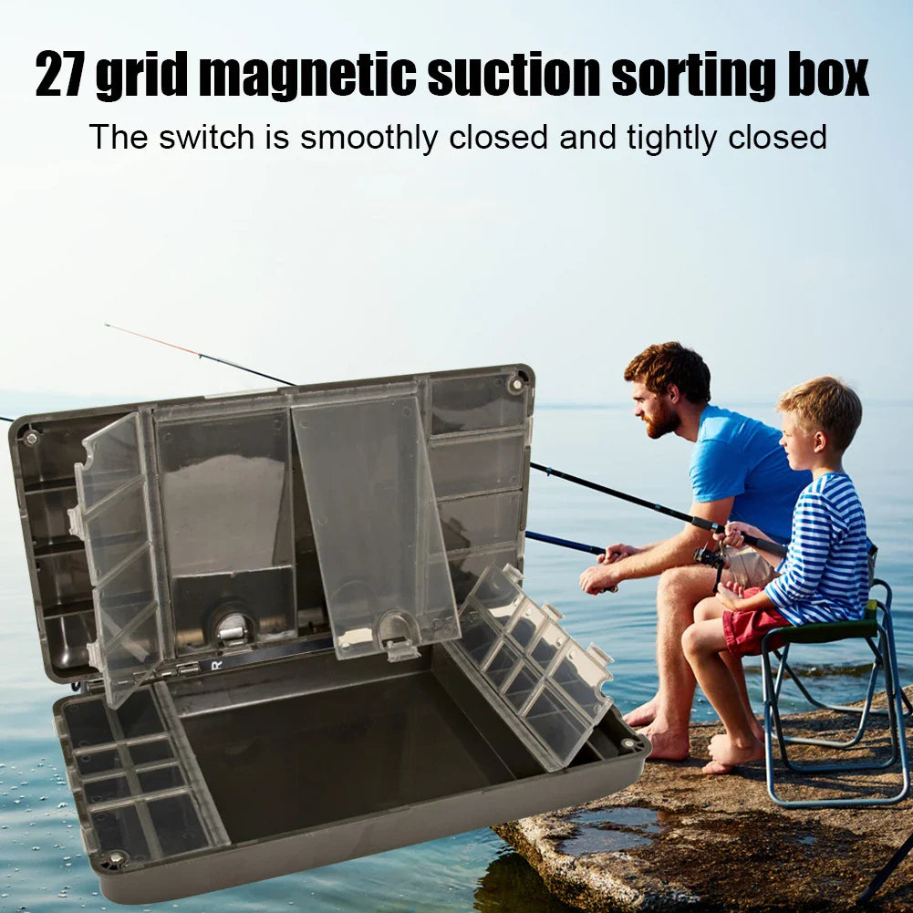 Carp Fishing Organizer Box Portable Fly Fishing Tackle Storage Box Magnetic Multipurpose Compartments Fishing Gear Accessories