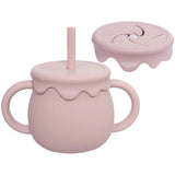 Cartoon Cute Silicone Straw Cup Children's Drinking Cup Snack Cup 2-in-1 Food Storage Box with Handle Feeding Water Cup BPA Free