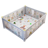 Cartoon Playpen for Children Liftable Baby Guardrail Bed Fence Anti-Collision Playground Park Bed & Floor Dual Use without Mat