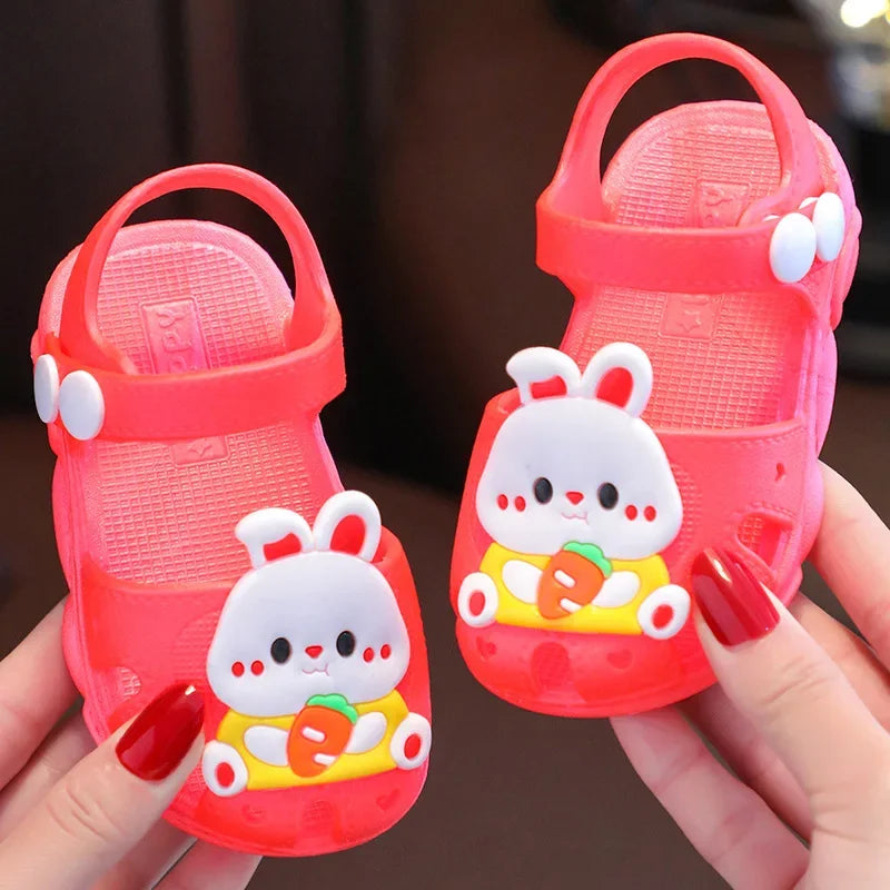 Cartoon Rabbit Sandals Summer Baby Girls' Shoes Home Anti Slip Infant Girl‘s Sandal Soft Sole Beach Kids Shoes