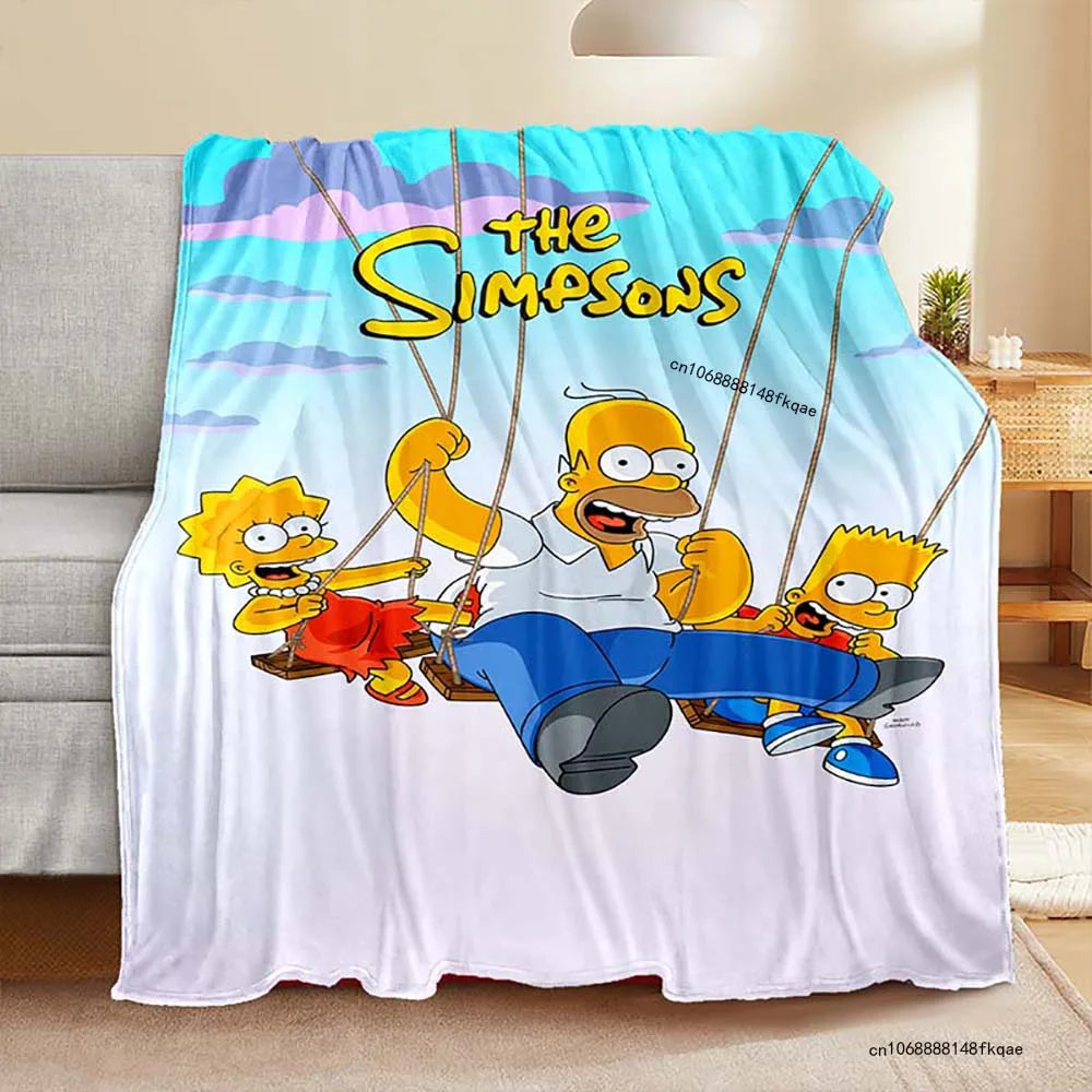 Cartoon S-simpsons-s Blanket Soft Comfortable Living Room Sofa Bed Portable Flannel Blankets Children Bedroom Decoration Gift