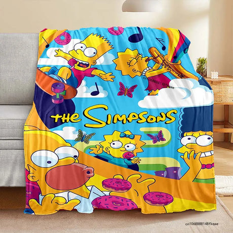 Cartoon S-simpsons-s Blanket Soft Comfortable Living Room Sofa Bed Portable Flannel Blankets Children Bedroom Decoration Gift