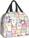 Cat Lunch Bag, Cute Kids Reusable Cooler Lunch Tote Bag Insulated Leakproof Lunch Box Container with Front Pocket for Girls Boys