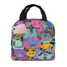 Cat Lunch Bag, Cute Kids Reusable Cooler Lunch Tote Bag Insulated Leakproof Lunch Box Container with Front Pocket for Girls Boys