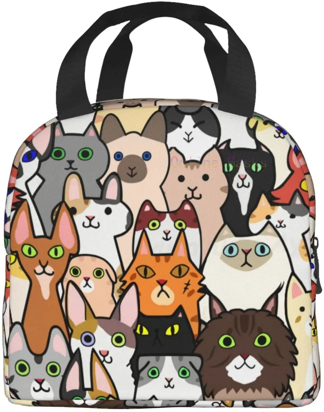 Cat Lunch Bag, Cute Kids Reusable Cooler Lunch Tote Bag Insulated Leakproof Lunch Box Container with Front Pocket for Girls Boys