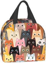 Cat Lunch Bag, Cute Kids Reusable Cooler Lunch Tote Bag Insulated Leakproof Lunch Box Container with Front Pocket for Girls Boys