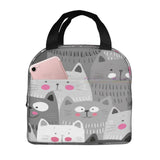 Cat Lunch Bag, Cute Kids Reusable Cooler Lunch Tote Bag Insulated Leakproof Lunch Box Container with Front Pocket for Girls Boys