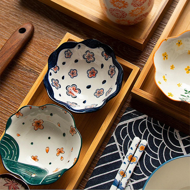 Ceramic Dessert Sauce Dish Flower Sushi Plates Tableware Disposable Kitchenware Table Decoration & Accessories