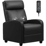 Chair Massage Home Theater Seating Wing Back Pu Leather Modern Single Living Room Reclining Sofa with Footrest (Black)