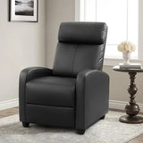 Chair Massage Home Theater Seating Wing Back Pu Leather Modern Single Living Room Reclining Sofa with Footrest (Black)