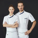 Chef Jacket Men Women Short Sleeve Restaurant Kitchen Cook Clothes Bakery Waiter Uniform