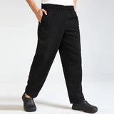 Chef Menworkwear Chef Pants Breathable Trousers Canteen Clothes Working Loose Elastic Waist Hotel Restaurant Kitchen Uniform