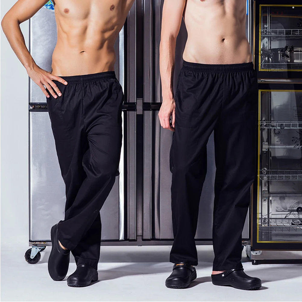 Chef Menworkwear Chef Pants Breathable Trousers Canteen Clothes Working Loose Elastic Waist Hotel Restaurant Kitchen Uniform