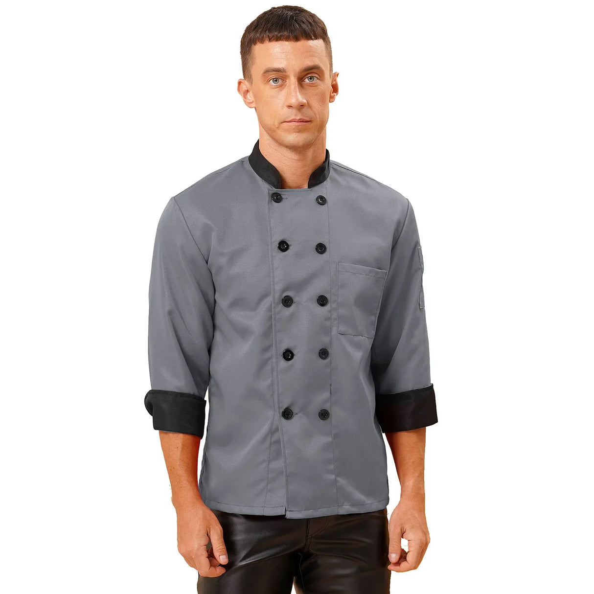 Chef's Unisex Work Uniform Mens Women Chef Shirt Cook Jacket Coat Kitchen Hotel Restaurant Canteen Waiter Cake Shop Cafe Costume