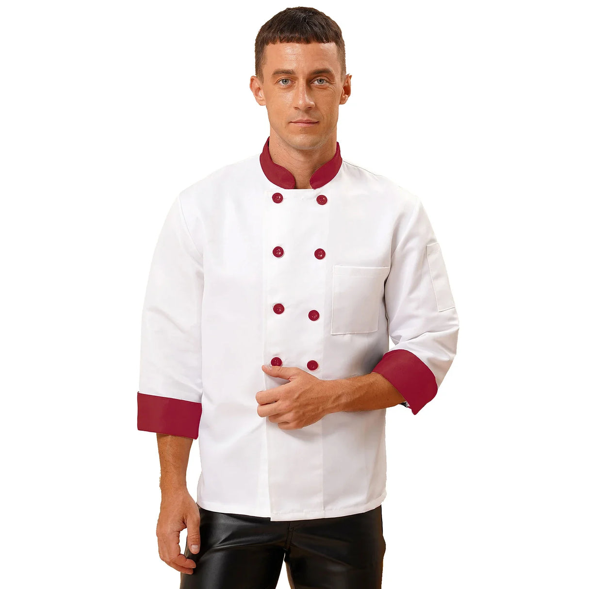 Chef's Unisex Work Uniform Mens Women Chef Shirt Cook Jacket Coat Kitchen Hotel Restaurant Canteen Waiter Cake Shop Cafe Costume