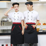 Chefs uniform Short Sleeve Summer Set Restaurant Hotel Kitchen Workwear Men and Women Youth Breathable Thin Jacket + Hat + Apron