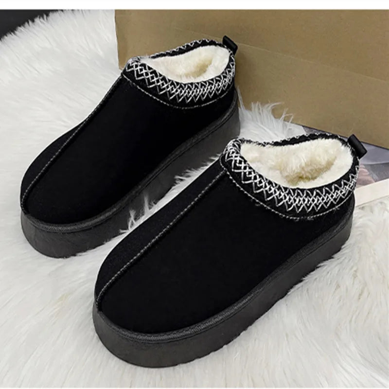 Chelsea Ankle Snow Boots Women Winter 2023 New Brand Fur Short Plush Warm Flats Slippers Platform Shoes Flip Flops Suede Botas