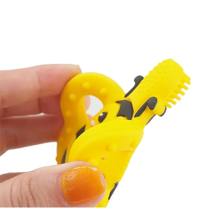 Chenkai 5PCS Silicone Bee Toothbrush Teether Baby Animal Teether For DIY Nursing Chewing Teether Chain Pendant Necklace Toy