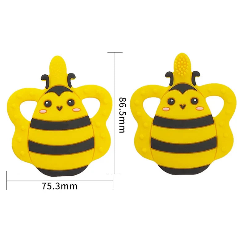 Chenkai 5PCS Silicone Bee Toothbrush Teether Baby Animal Teether For DIY Nursing Chewing Teether Chain Pendant Necklace Toy