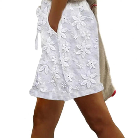 Chic Women Shorts Folded Hem Solid Color Women Holiday Beach Shorts  Straight Women Short Pants Women Garment