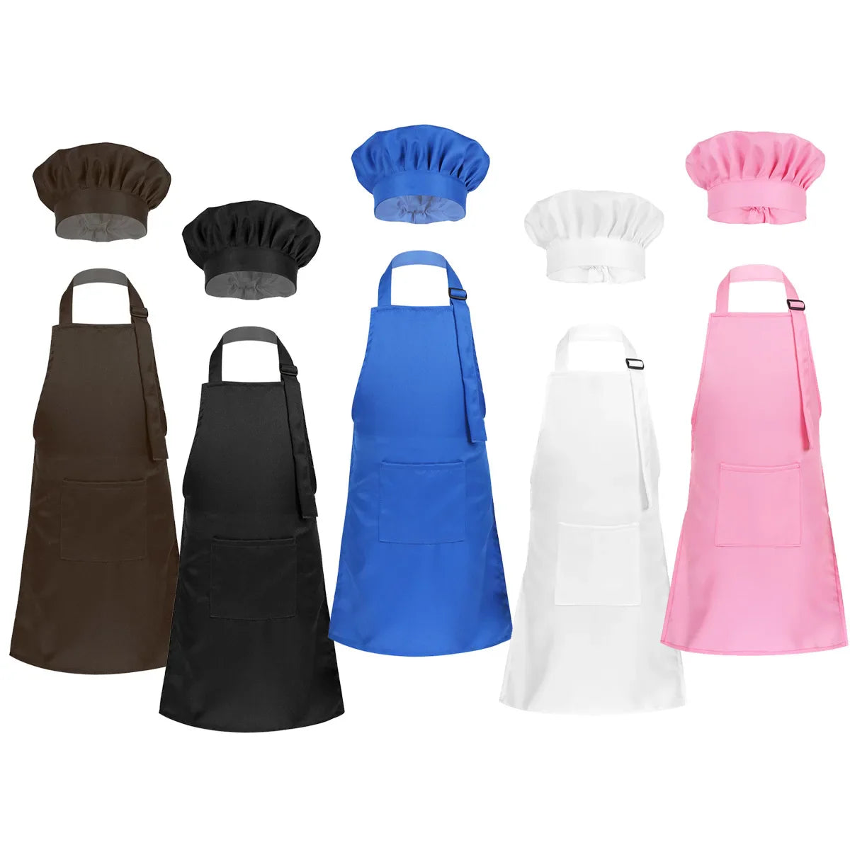 Child Kids Adjustable Apron and Chef Hat Set Kitchen Cooking Uniform Baking Painting Training Wear Boys Girls Halloween Costume