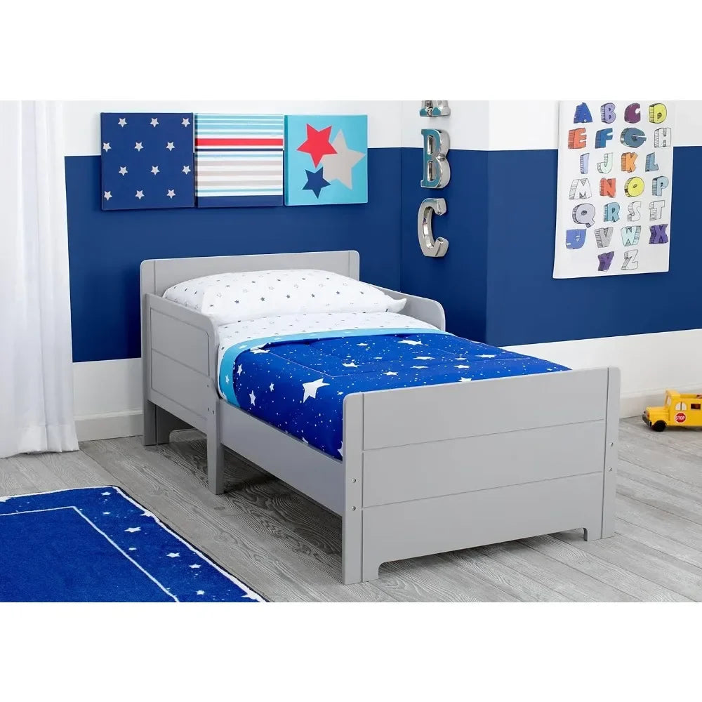 Child bed, wooden child bed, gold medal certified, with two additional guardrails, gray child bed