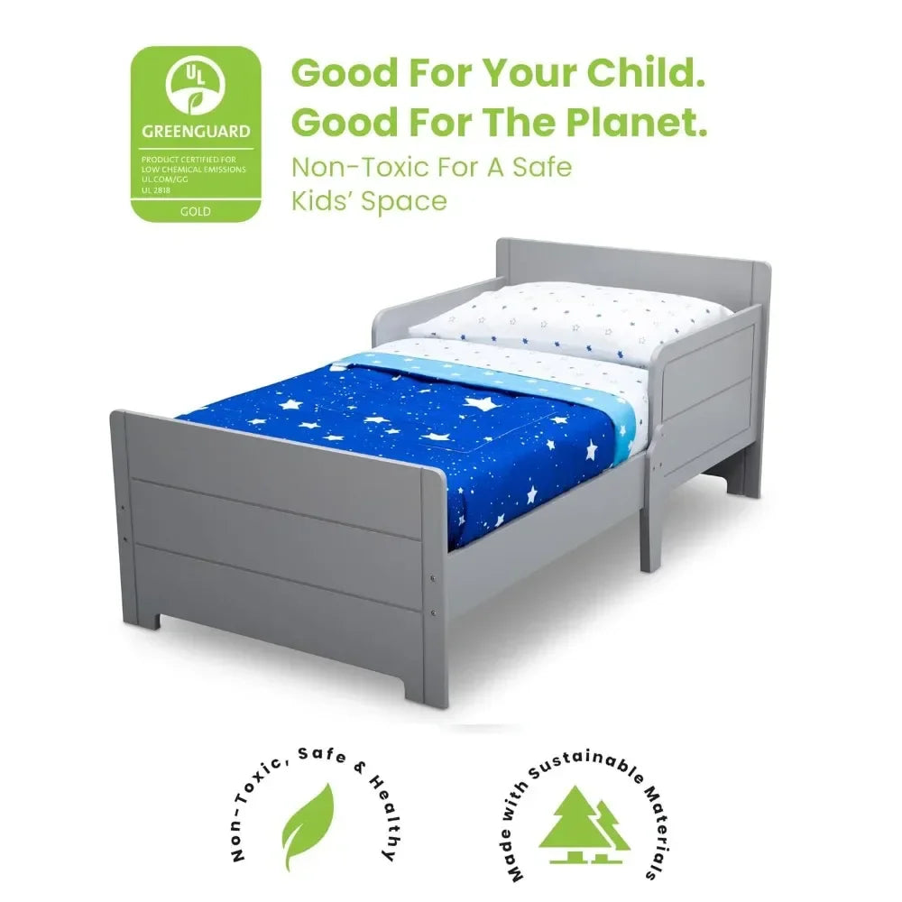 Child bed, wooden child bed, gold medal certified, with two additional guardrails, gray child bed