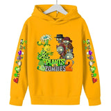 Children Autumn Winter Hooded Sweatshirt Pvz Plants Vs Zombie Cartoon Hoodie Print Top Boys Girls Long Sleeve 100%Cotton Sweater