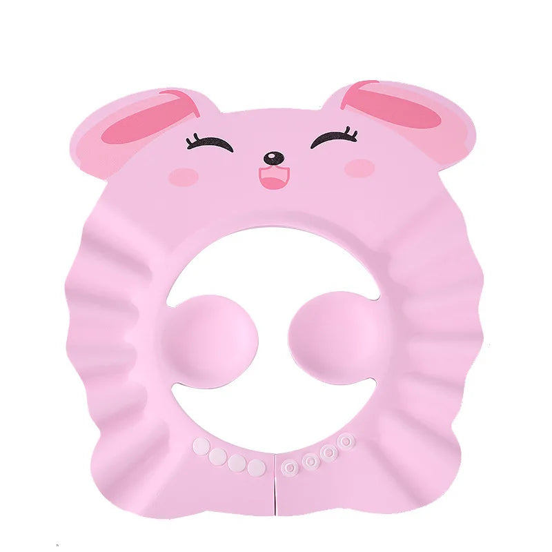 Children Baby Solid Color Ear Protection Shampoo Cap Adjustable Bath Shower Hats Artifact  Newborn Kids Care Items Supplies