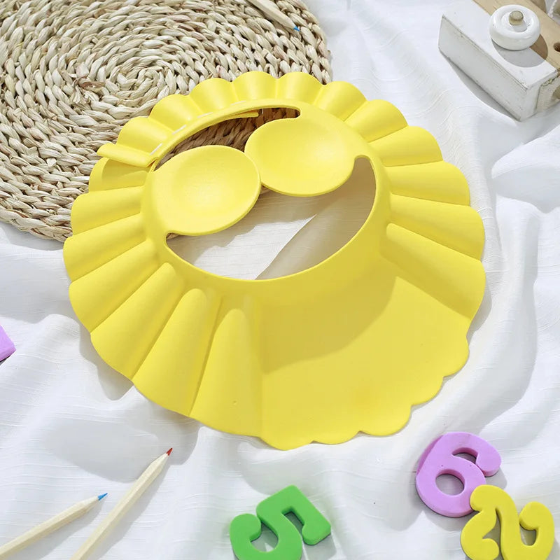 Children Baby Solid Color Ear Protection Shampoo Cap Adjustable Bath Shower Hats Artifact  Newborn Kids Care Items Supplies