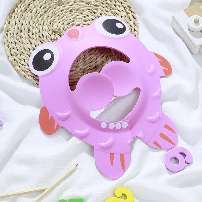 Children Baby Solid Color Ear Protection Shampoo Cap Adjustable Bath Shower Hats Artifact  Newborn Kids Care Items Supplies