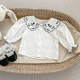 Children Clothes Suit Infant Baby Girls Clothing Set Long Sleeve Embroidered Shirt+Denim Jumpsuit Autumn Spring Clothes Suit