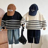 Children Clothing Kids Sweater 2023 Spring New Boys and Girls Striped Knitted Sweater Baby loose Fashionable Casual Sweater