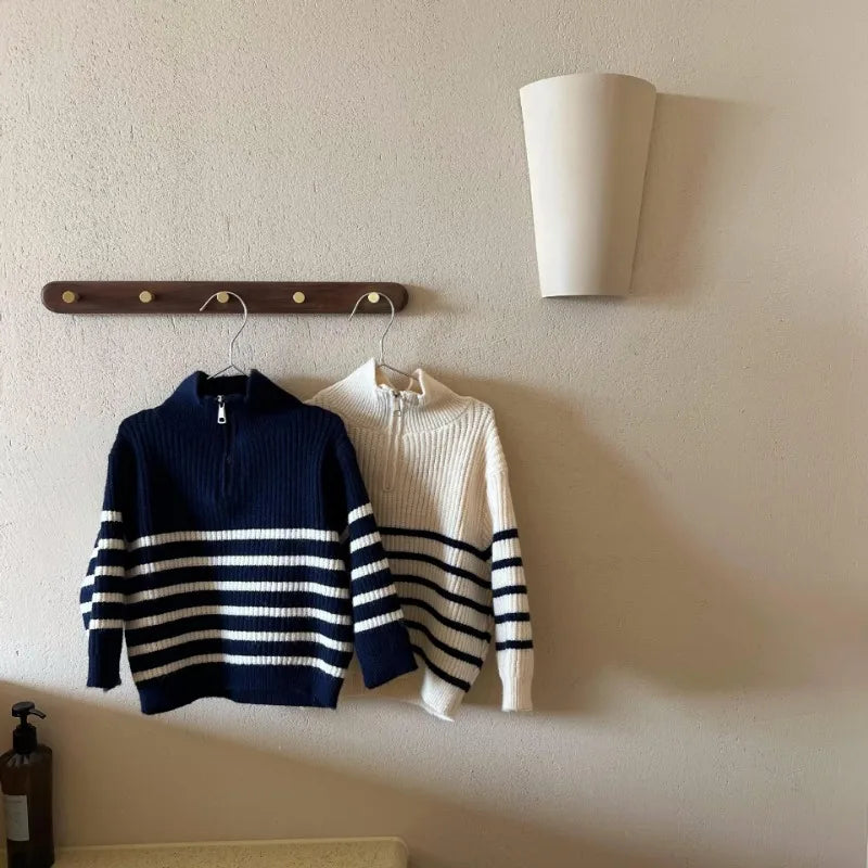 Children Clothing Kids Sweater 2023 Spring New Boys and Girls Striped Knitted Sweater Baby loose Fashionable Casual Sweater