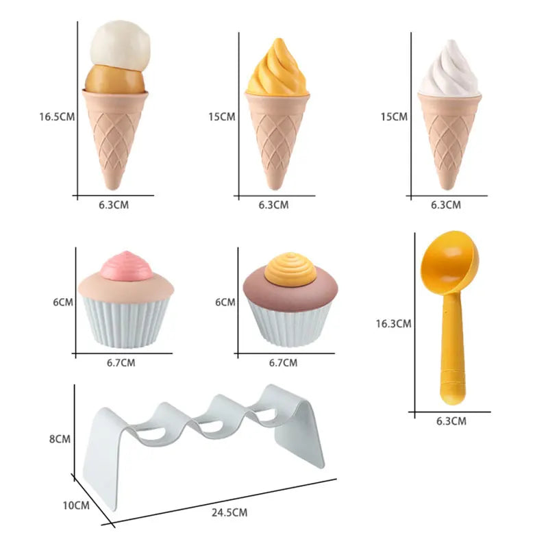 Children DIY Simulation Ice Cream Model Kitchen Toy Safe Plastic Wheat Straw Cake Food Model Play Sand Making Summer Beach Toys