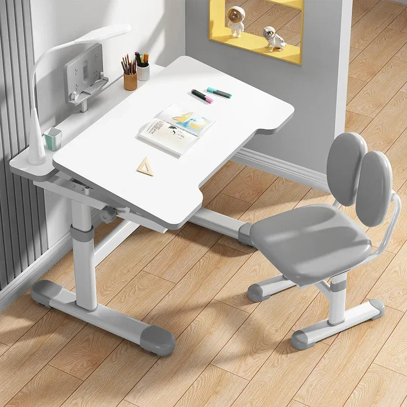 Children Desk and Chair Set Height Adjustable, Kids Study Table with Tilt Desktop, School Workstation Functional Writing Desk
